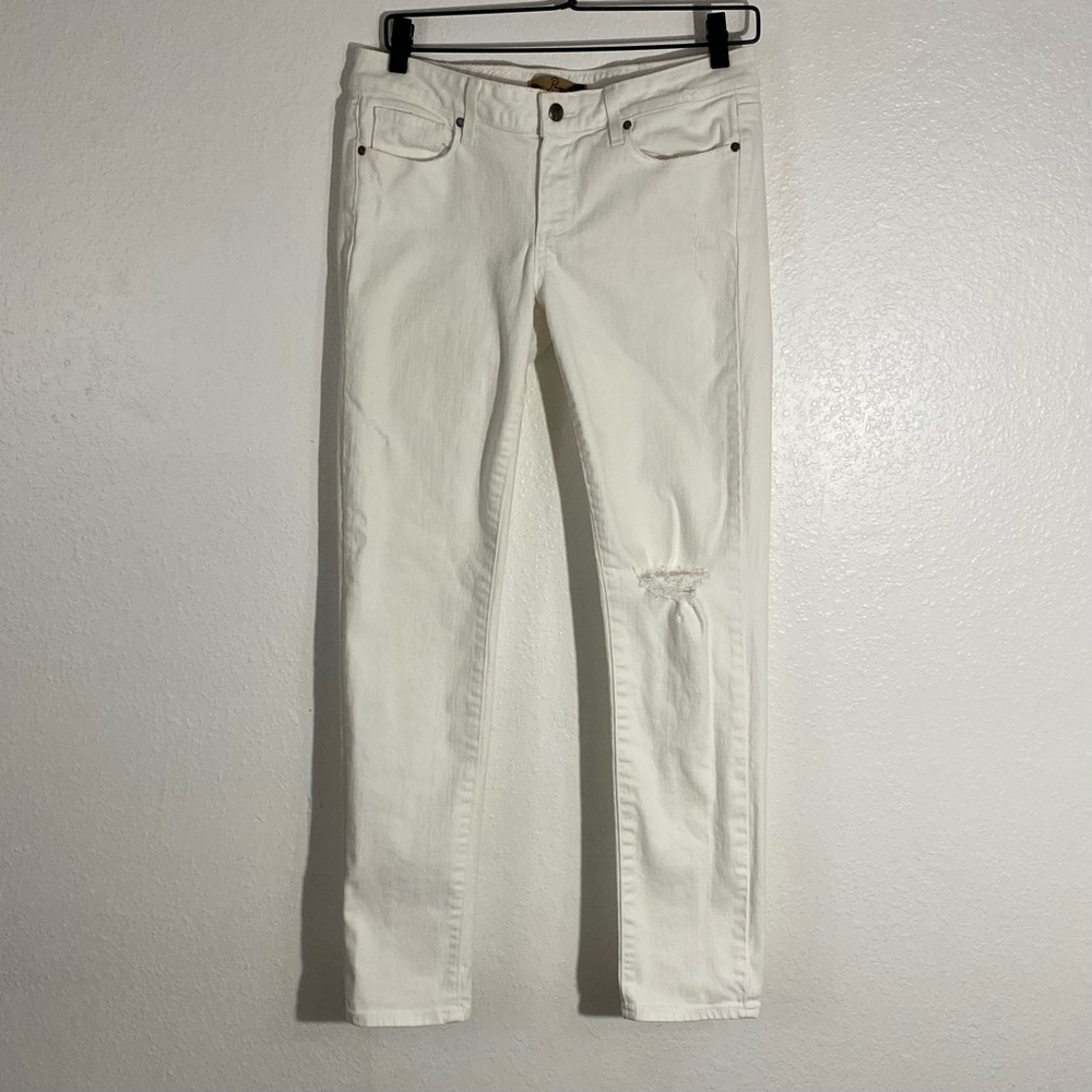 Paige White Distressed Peg Skinny Denim Jeans Women’s Size 28 Made in USA